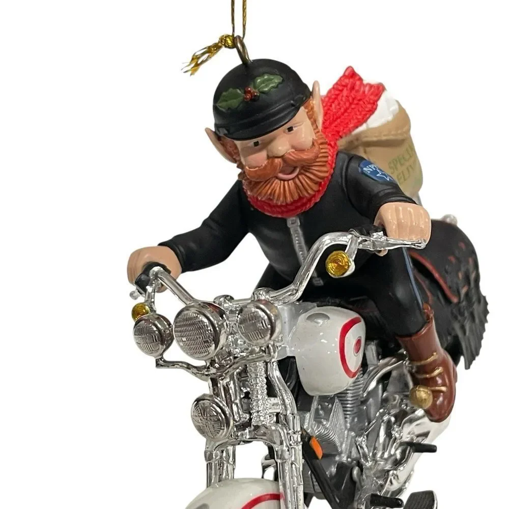 HARLEY DAVIDSON Santa Claus Motorcycle Ornament - Red and Silver